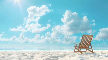 Wall Mural - beach background with umbrella and chair