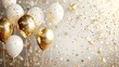 © hisilly - celebration background with confetti and gold balloons