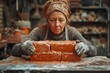 Woman Building Brick Wall