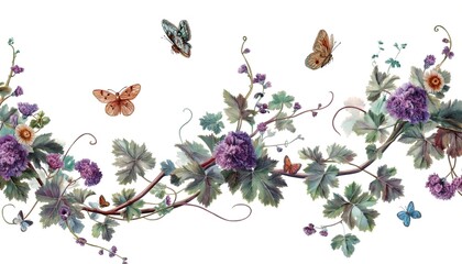 Wall Mural - flowers and butterflies