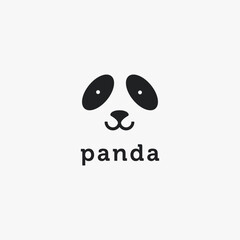 Wall Mural - Cute minimalist Panda face Logo Icon vector template on white background