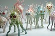 A series of fantastical creatures inspired by the unique shapes of various microbes