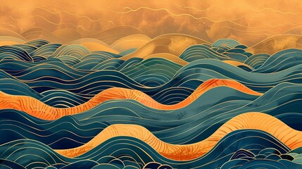 Wall Mural - Asian waves and tropical waves and AAPI colors