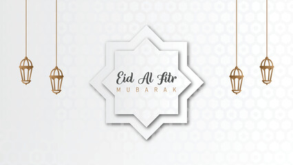 Wall Mural - premium luxury white gold design for Islamic Eid al-Fitr celebration with a minimalist theme