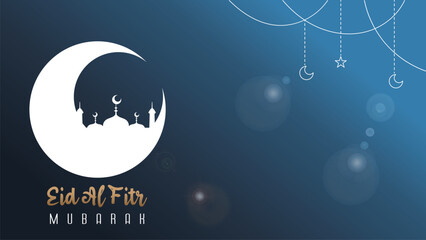 Wall Mural - premium elegant blue vector design congratulations on Eid al-Fitr. Used for wallpaper, background