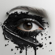 
small blots of eyelash mascara on a white background in 3D format