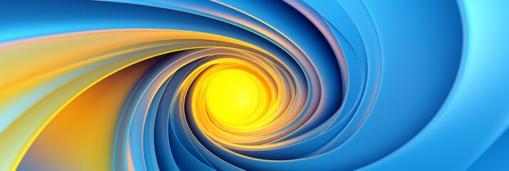 Abstract hypnotic blue and yellow swirl pattern - A mesmerizing swirl pattern in shades of blue and yellow creating an illusion of depth and movement