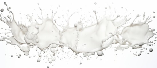 Sticker - High-speed photograph of a milk splash frozen in mid-air, isolated on a clean white background