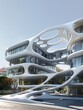 The unique design of this modern building includes cantilever terraces made from inflatable plastic modules