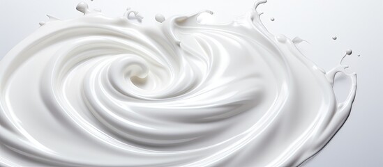 Wall Mural - A close-up view of a swirling pattern created by white liquid on a plain white surface