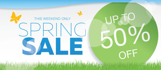 spring sale banner layout template design, vector illustration