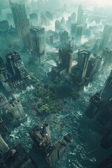  A post-apocalyptic city covered by water