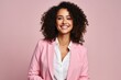 Portrait of a smiling african american businesswoman over pink background