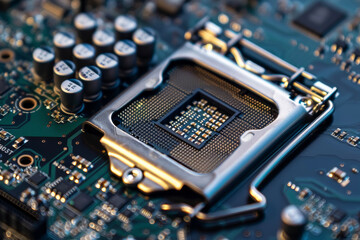 Poster - A processor with a black and silver design and a stealth system on it