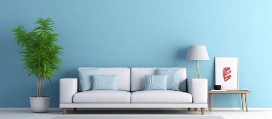 Sticker - A comfortable living room featuring a white couch, a beautiful green plant, and natural light streaming in from the window