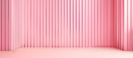 Wall Mural - An interior view of a room painted in pink with vertical lines on the walls and a clean white floor