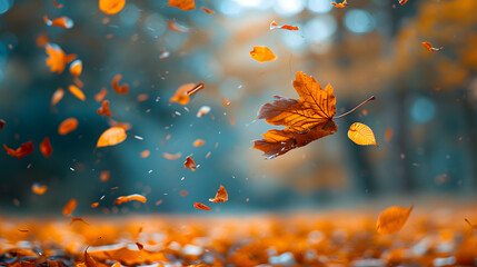Wall Mural - the movement of falling leaves, creating kinetic and abstract compositions in the process