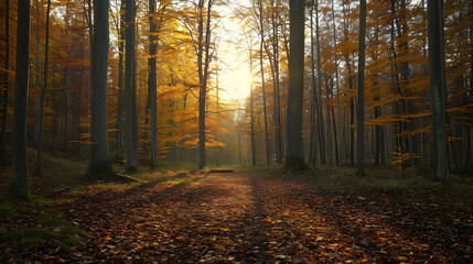 Wall Mural - the changing seasons in a forest, creating a mesmerizing visual journey through nature's cycles