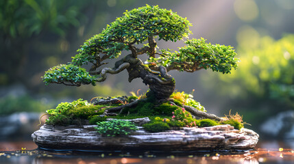 Wall Mural - the art of bonsai trees and capture the intricate details of these miniature natural wonders