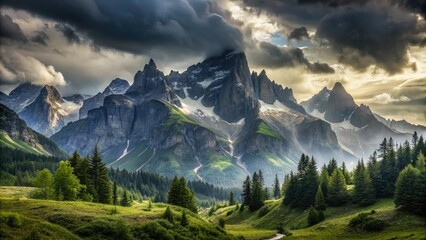 Wall Mural - sunset in the mountains