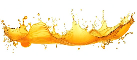 Poster - A detailed shot capturing the moment of a splashing orange juice on a clean white background