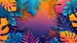 Colorful background with tropical leaves, summer concept, background, illustrations