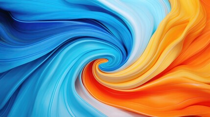 Wall Mural - Abstract colorful art design spiral swirl tie dye batic pattern textile fabric texture background in complementary colors blue orange