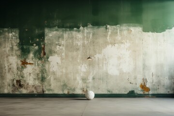 A soccer ball is isolated on a green background.