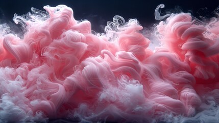 Wall Mural -  A black sky with white and pink smoke on a black background