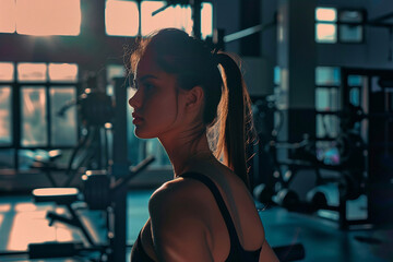 Wall Mural - woman in the gym, woman exercising in gym