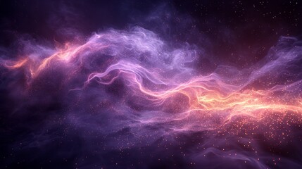 Wall Mural -  A photo of a starry night sky with a vibrant purple and yellow swirl superimposed on top