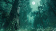 Mystical Forest in Fog, Enchanted Woods, Dark Fantasy Theme
