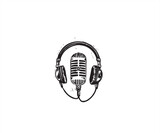 Fototapeta Dziecięca - broadcast microphone headphone logo design template