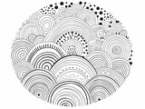 Fototapeta  - Enchanting circular rainbow doodles - monochrome patterns for creative coloring