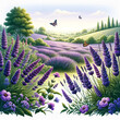 lavender field in region on white