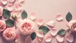 Soft Whispers: Pink Rose Petals Set on Gentle Pink Background
