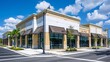New commercial property with available space for purchase or rental in a diverse storefront and office building with a canopy.