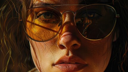 Poster - Close up shot of a person wearing glasses, suitable for various concepts