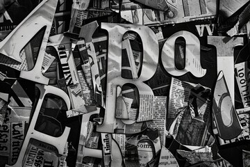 Aufkleber - Black and white photo of a pile of newspapers. Suitable for news and media concepts