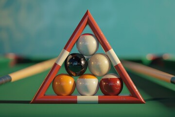 Poster - Pool table with balls and cues, perfect for sports and leisure concepts