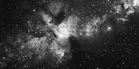 Poster - A black and white photo of a star filled sky. Suitable for backgrounds or astronomy concepts