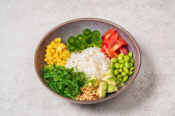 Canvas Print - buddha bowl with rice and sauce