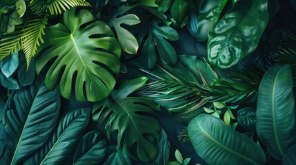 Poster - Close up of a bunch of green leaves. Suitable for nature and environmental concepts