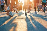 Fototapeta  - Volunteers hosting a charity marathon and participants running or walking to raise awareness and funds for medical research and patient support, promoting health and wellness, Generative AI