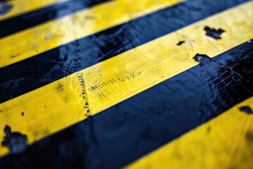 Poster - Detailed view of a yellow and black striped floor, suitable for background use