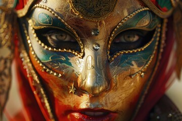 Poster - Close up of a person wearing a mask, suitable for health and safety concepts