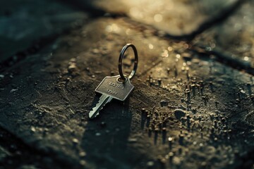 Aufkleber - Close up of a key on a stone surface, suitable for security concepts
