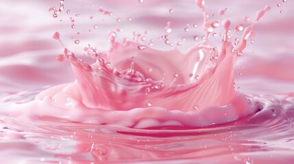 Poster - Pink liquid splashes on water, suitable for various design projects