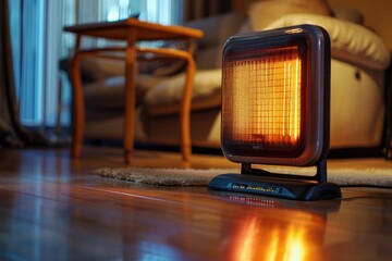 Aufkleber - A heater sitting on the floor in a living room. Ideal for home improvement and interior design concepts