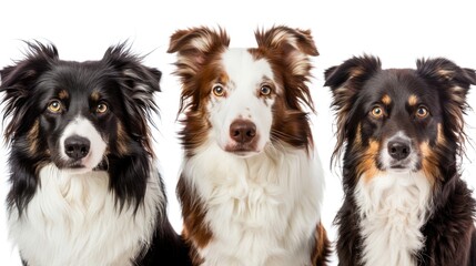 Poster - Three dogs sitting in a row, suitable for pet-related designs